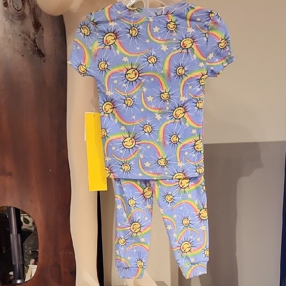 Kidgets Girls 2pc. Blue Pajama Set with Sun and Rainbow Design - Picture 6 of 7